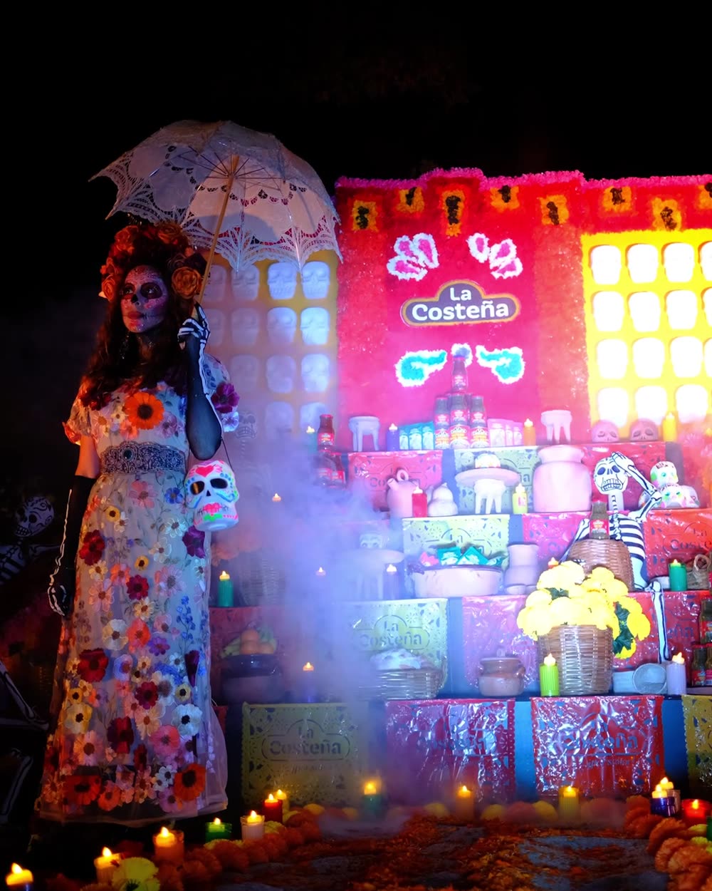 Día de Muertos altar and set built for La Costeña in Los Angeles